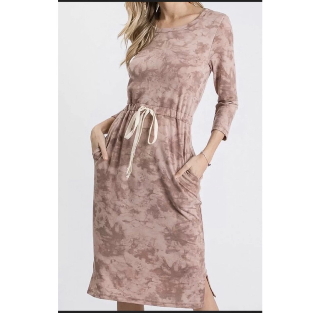 Pink tie dye midi dress